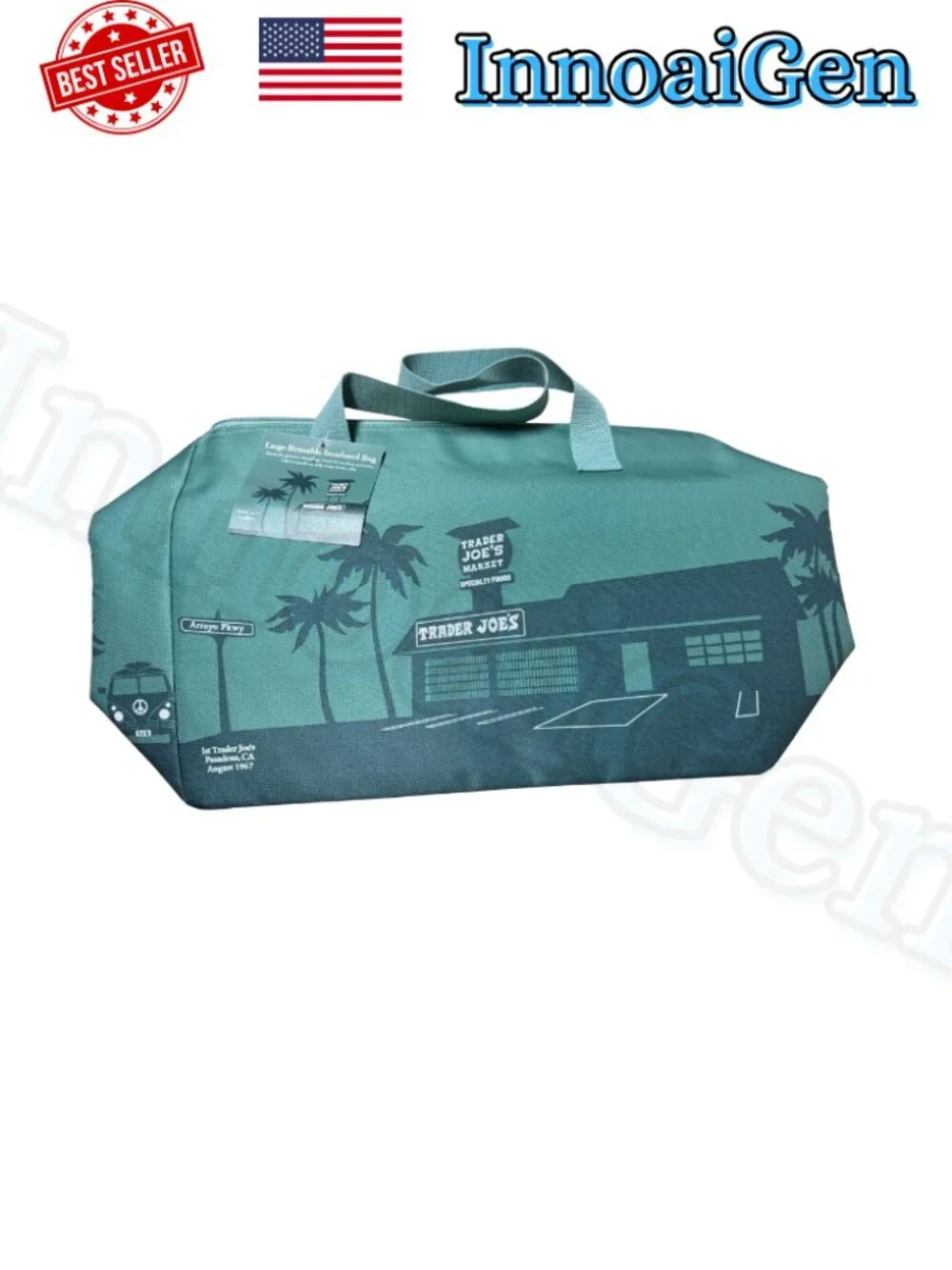 Trader Joe’s Large Reusable Insulated Bag Teal Retro 1st Store Anniversary NWT